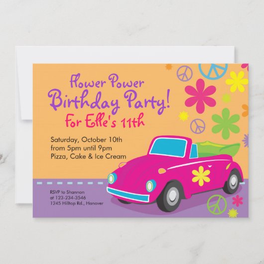 Invitations hippies de fête d'anniversaire (Devant)