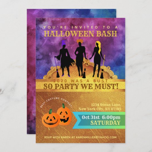 Invitations Hocus Pocus (Devant / Derrière)