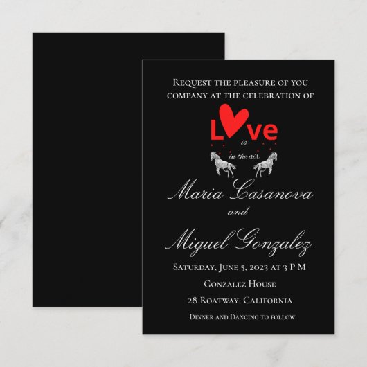 Invitations Horse Love (Devant / Derrière)