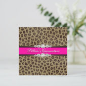 Invitations Hot Pink Leopard Quinceanera (Debout devant)