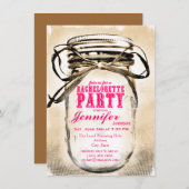Invitations Hot Pink Mason Jar Bachelorette Party (Devant / Derrière)