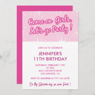 Invitations Hot rose 11e anniversaire pour sa fill