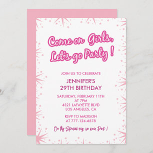 Invitations Hot rose 29e anniversaire Sparkle Girl