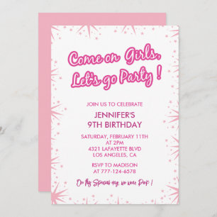 Invitations Hot rose 9e anniversaire Sparkle moder