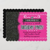 Invitations Hot Rose & Black Parties scintillant G (Devant / Derrière)