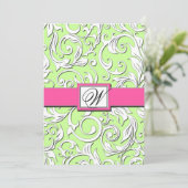 Invitations Hot Rose & Lime Green Mariage damassé (Debout devant)