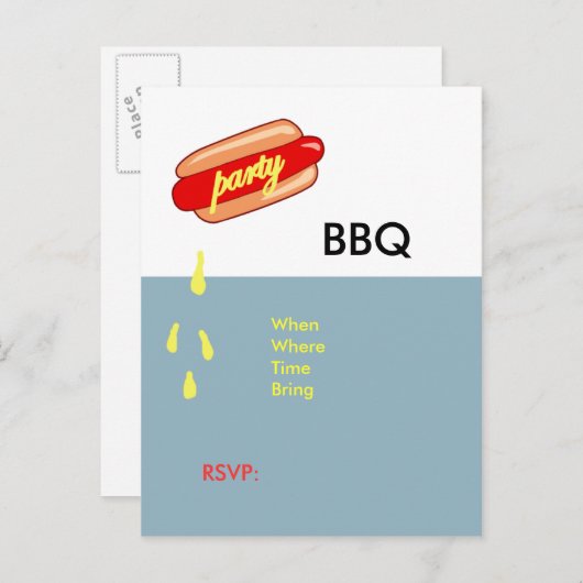 Invitations Hotdog de l'heure du parti (Devant / Derrière)
