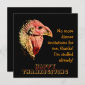 Invitations humoristiques du dîner de Thanksgiving (Devant / Derrière)