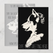 Invitations Husky personnalisées carte Husky Sibér (Devant / Derrière)