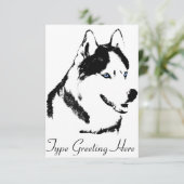 Invitations Husky personnalisées carte Husky Sibér (Debout devant)