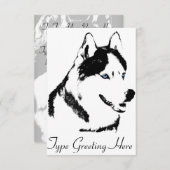 Invitations Husky personnalisées carte Husky Sibér (Devant / Derrière)
