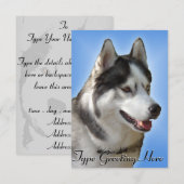Invitations Husky Personnalisées Carte Husky Sibér (Devant / Derrière)