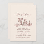 Invitations illustrées du dîner de répétition (Devant / Derrière)