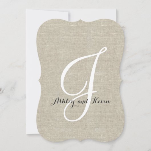 Invitations initiales de mariage rustique Linen (Devant)