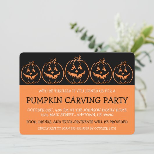 Invitations Jack O'Lantern Silhouette Halloween (Debout devant)