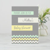 Invitations jaunes de baby shower de Chevron de (Debout devant)