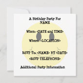 Invitations jaunes de fête d'anniversaire de (Dos)