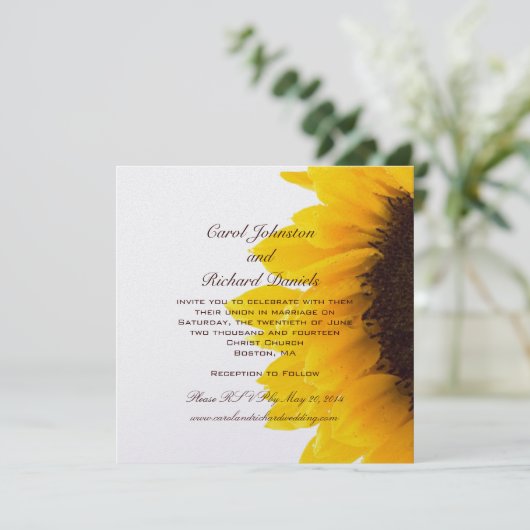 Invitations jaunes de mariage de tournesol (Debout devant)