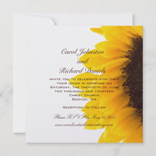 Invitations jaunes de mariage de tournesol (Devant)