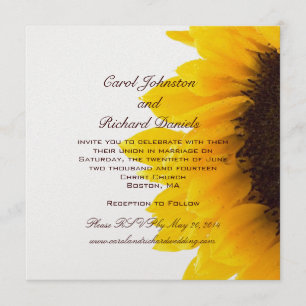 Invitations jaunes de mariage de tournesol