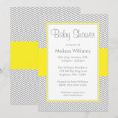 Invitations jaunes et grises de baby shower de (Devant / Derrière)
