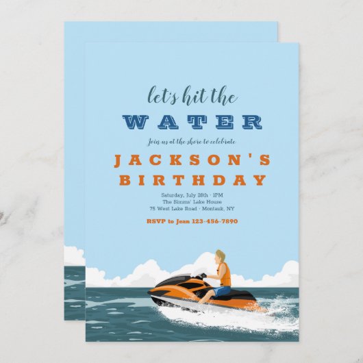 Invitations Jet Ski (Devant / Derrière)