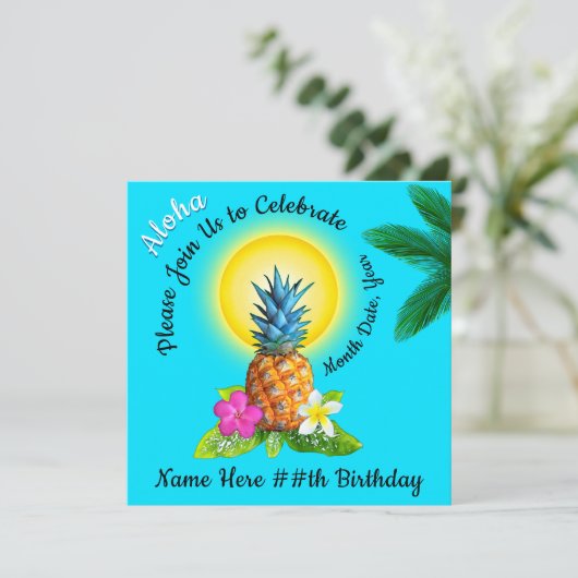 Invitations joyeuses à l'anniversaire des Hawaiien (Debout devant)
