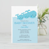 Invitations jumelles de baby shower de baleines de (Debout devant)