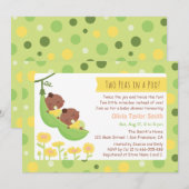 Invitations jumelles de baby shower de pois (Devant / Derrière)