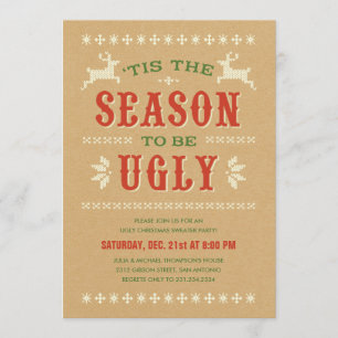 Invitations laides de fête de Noël de chandail