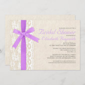Invitations Lavender Bow & Lace Bridal Show (Devant / Derrière)