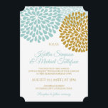 Invitations légères Turquoise & Gold Wedding<br><div class="desc">INVITATIONS DE MARIAGE CHRYSANTHEMUM (Turquoise légère et or) : Ce faire-part de mariage de rupture chrysanthème est amusant et rustique. Les mamans sont dans les tons bleu clair turquoise et or, mais vous pouvez facilement les changer à n'importe quelle couleur que vous aimez en changeant la couleur arrière - plan....</div>