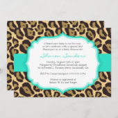Invitations Leopard & Turquoise Baby Shower (Devant / Derrière)