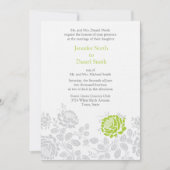 Invitations Lime Et Grey Mariage damassé (Devant)