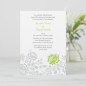 Invitations Lime Et Grey Mariage damassé (Debout devant)