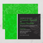 Invitations Lime Green Mariage damassé (Devant / Derrière)