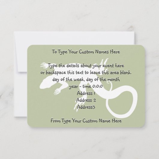 Invitations Lizard Art Reptile personnalisé RSVP (Dos)