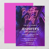 Invitations Luau 30e anniversaire Pink Neon Tropic (Devant / Derrière)