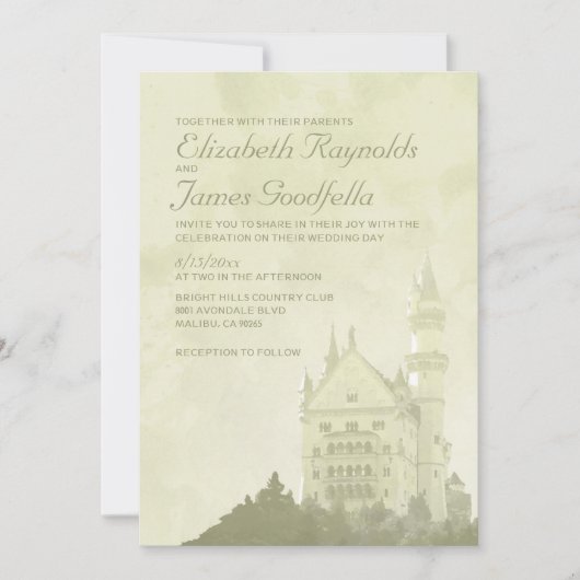 Invitations lunatiques de mariage de château de (Devant)