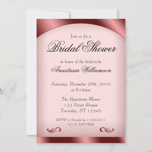 Invitations Luscious Rose Bridal Douche (Devant)