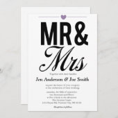 Invitations M. & Mme | MARIAGE (Devant / Derrière)