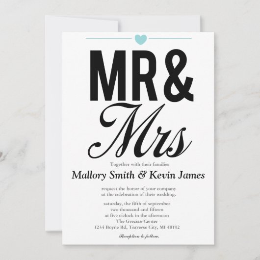 Invitations M. & Mme | MARIAGE (Devant)