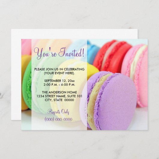 Invitations Macarons (Devant / Derrière)