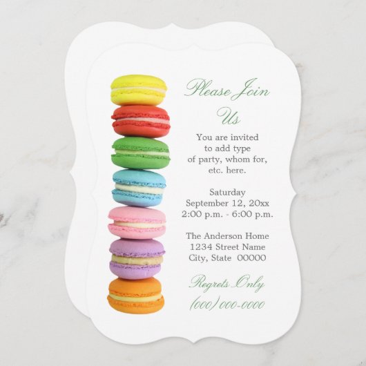 Invitations Macarons (Devant / Derrière)