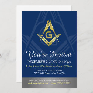 Invitations maçonniques en or bleu marine   Franc-