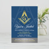 Invitations maçonniques | Marine Bleu et Gold Free (Debout devant)
