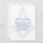 Invitations maçonniques | Marine Bleu et Gold Free (Dos)