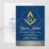 Invitations maçonniques | Marine Bleu et Gold Free (Devant / Derrière)