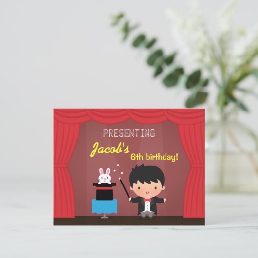 Invitations Magicien Kids Magic Birthday Party (Debout devant)