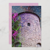 Invitations magiques d'anniversaire de château (Devant / Derrière)